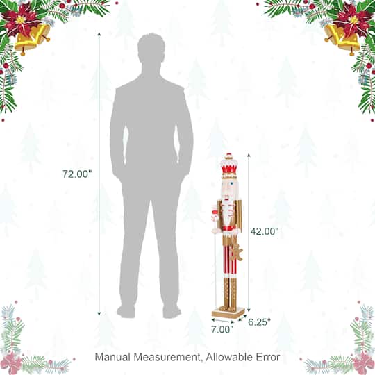 Glitzhome® 42" Wooden Christmas Gingerbread Man Nutcracker